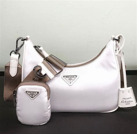 prada white purse with drawstring|prada nylon white bag.